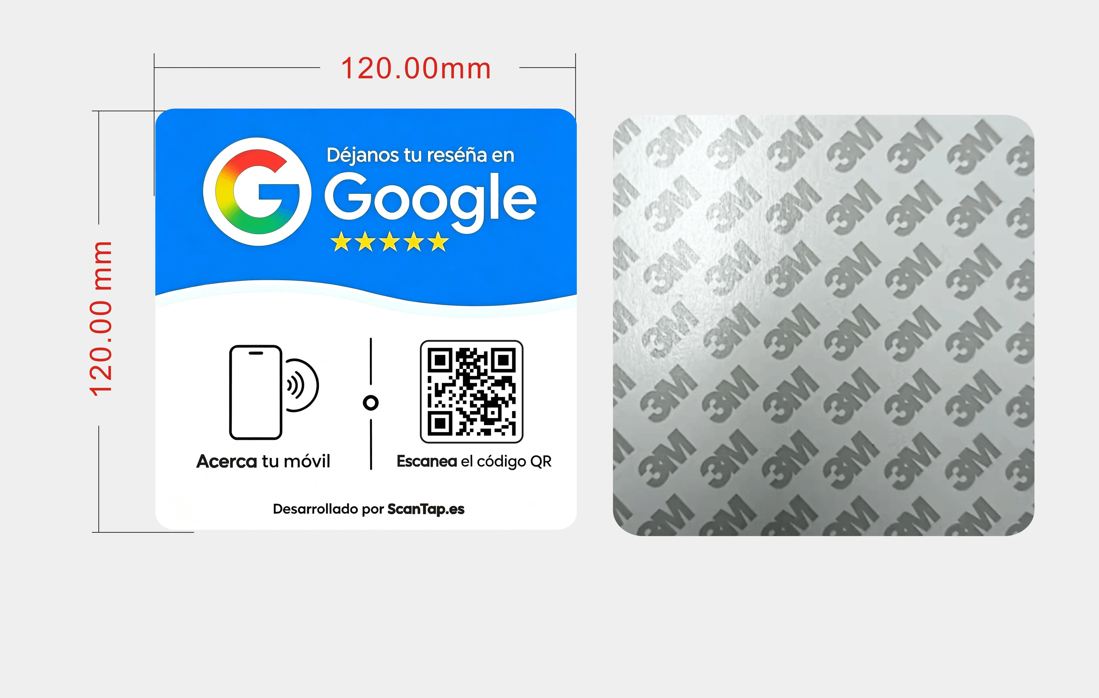 Placa ScanTap para reseñas de Google con NFC y código QR